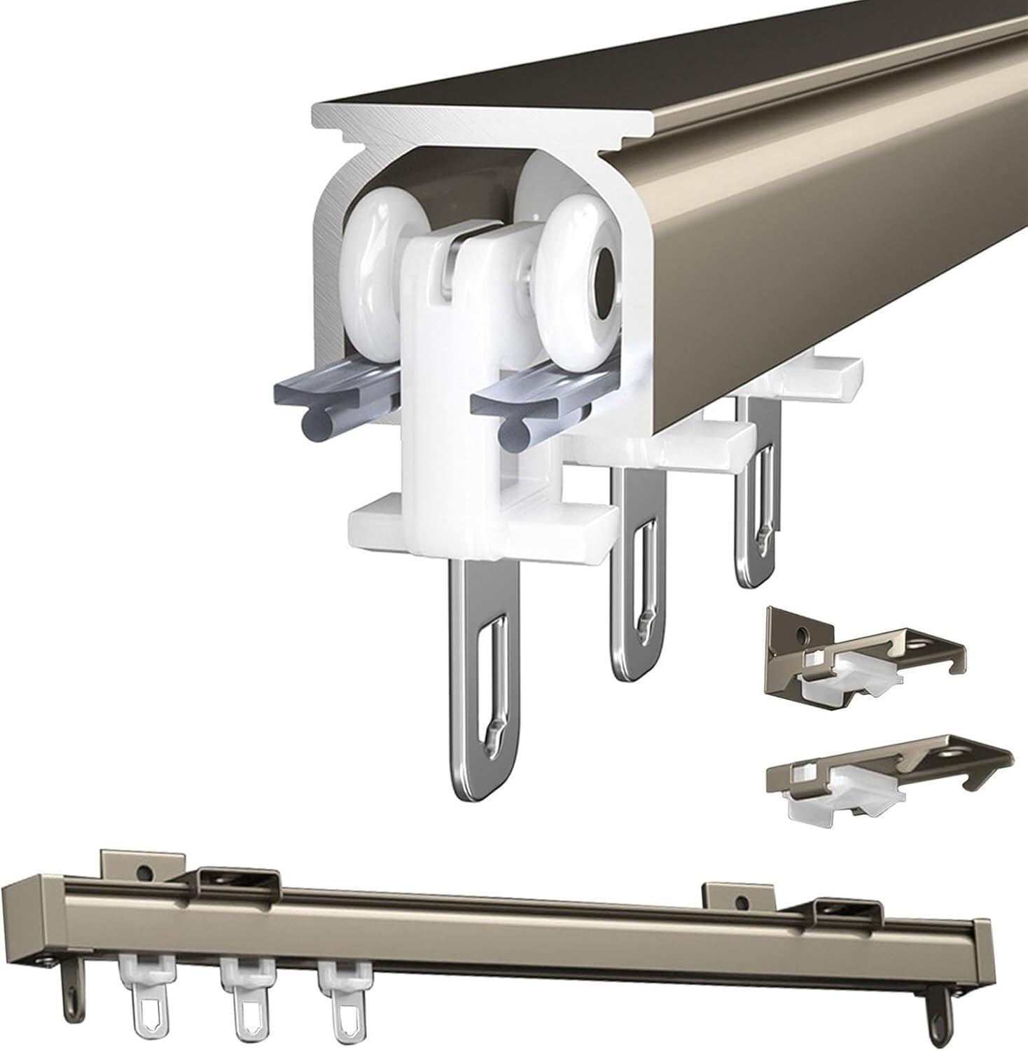 Riel de aluminio de 160 cm ajustable para cortinas y divisor de espacios