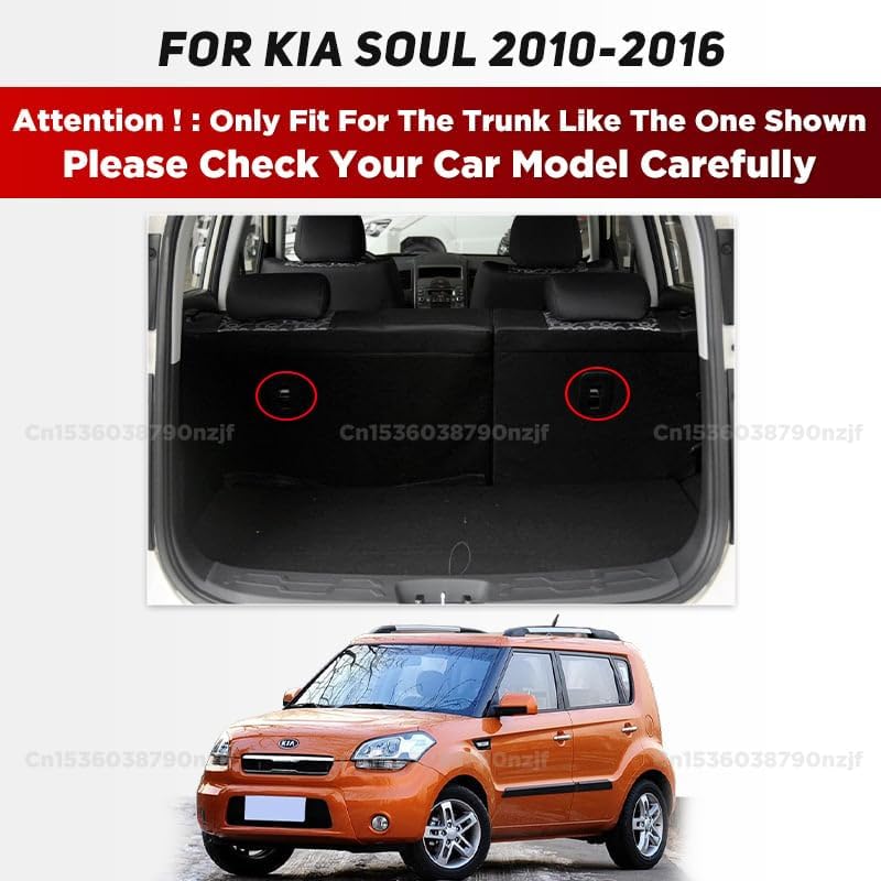 Car Trunk Mat for Kia Soul 2010 2011 2012 2013 2014 2015 2016, Custom Fit PU Leather Cargo Liner, All-Weather Waterproof Rear Trunk Liner Protector, Auto Interior Accessories