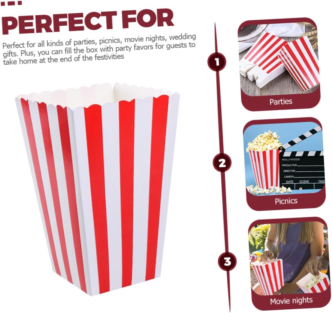 COLLBATH Popcorn Decorations 10pcs Small Popcorn Boxes Movie Theme Party Supplies Safe Paper Containers Perfect for Events