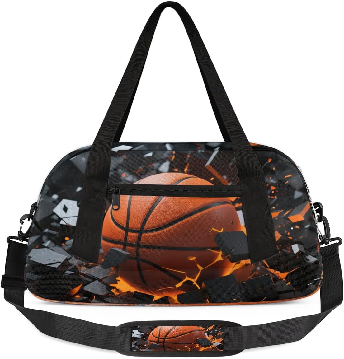 Explosive Basketball Duffel Bag for Kids Overnighter Small Duffle Bags for Boys & Girls, Sleepovers and Travel Duffel Bag for Kids, Carry-On Size & Ideal for School Practice or Sport Gym Bags