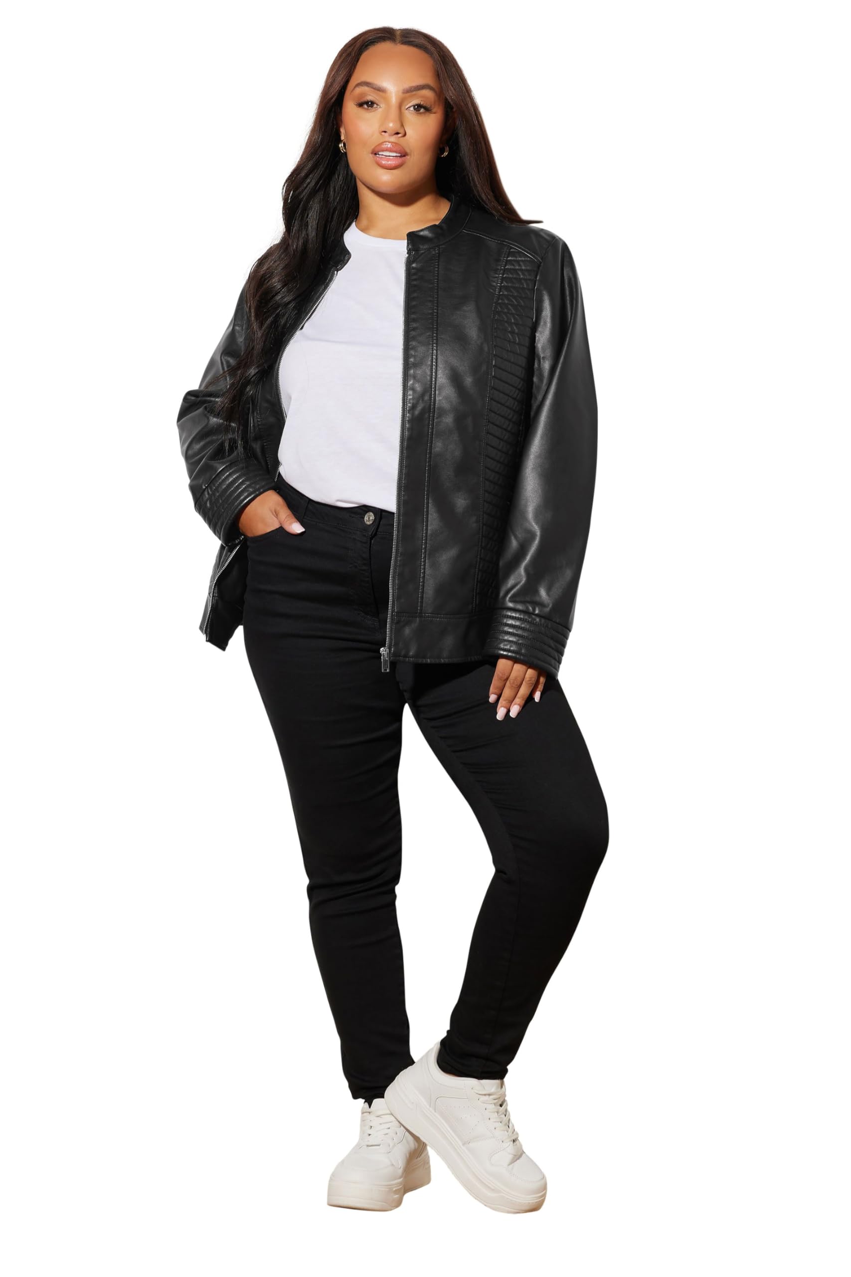 Yours Curve Biker Faux Leather Jacket - Women's - Plus Size Curve