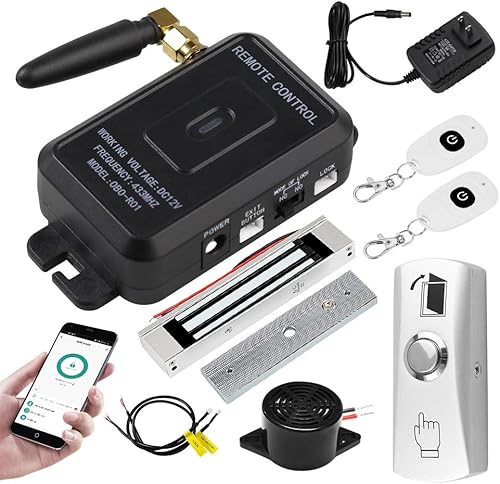 DC12V TUYA & RF Abridor de puerta independiente, control remoto inalámbrico de 433 Mhz, cerradura magnética de 396.8 lbs, liberación de botón de