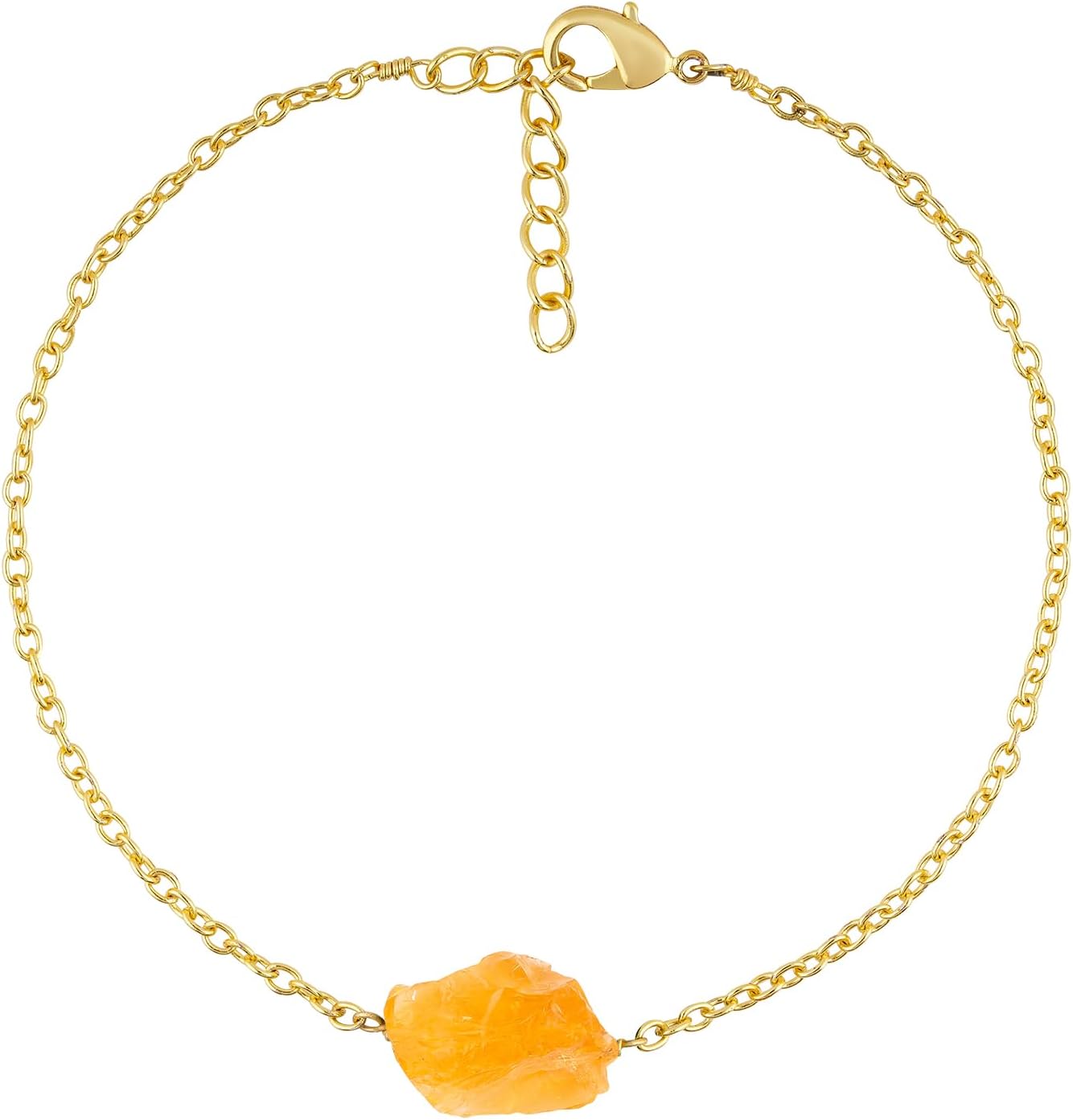 Raw Gemstone Bracelet for Women Handmade 14k Gold Plated Natural Crystal Jewelry Hypoallergenic Minimal Dainty Birthstone Bracelet Gift