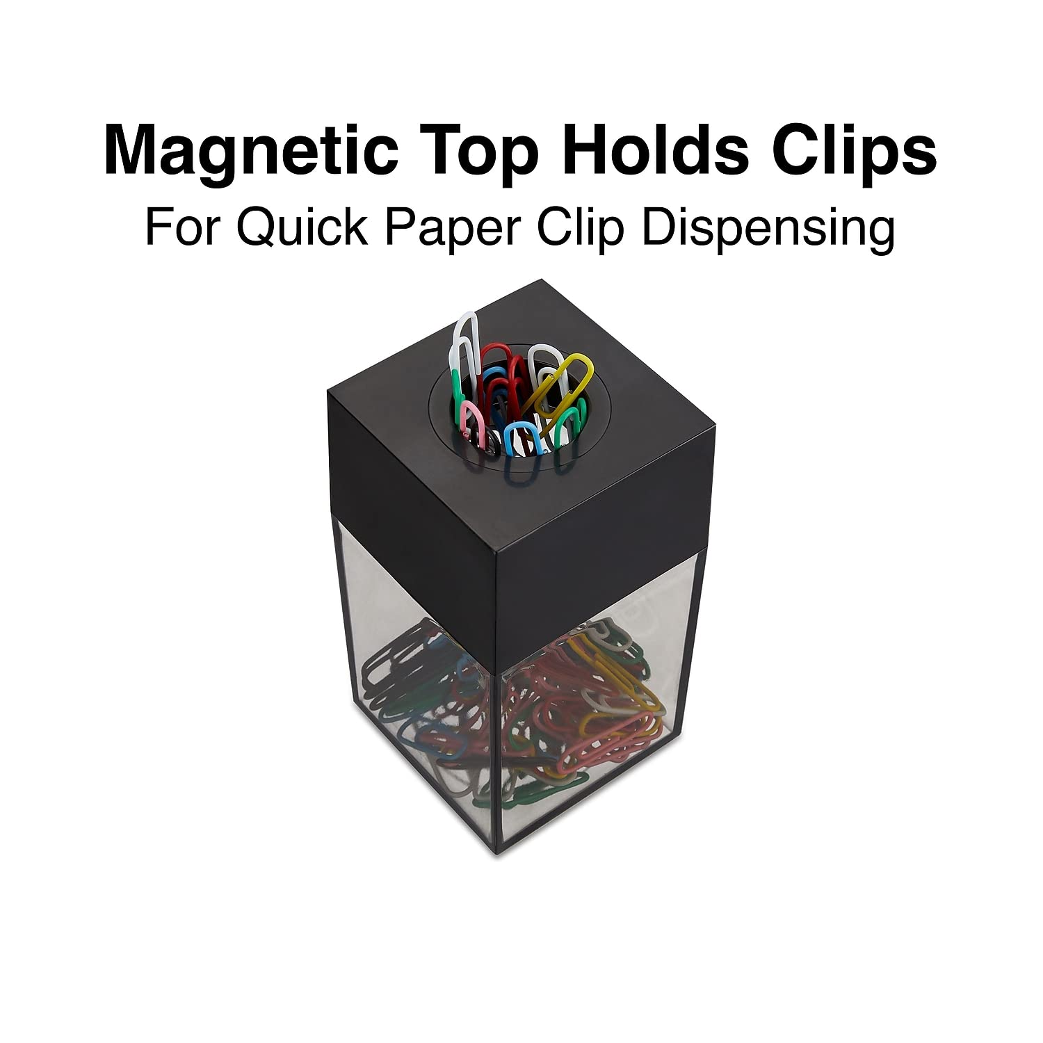 Staples Magnetic Paper Clip Dispenser, Clear/Black, 3/Pack (ST10590/10590VS)