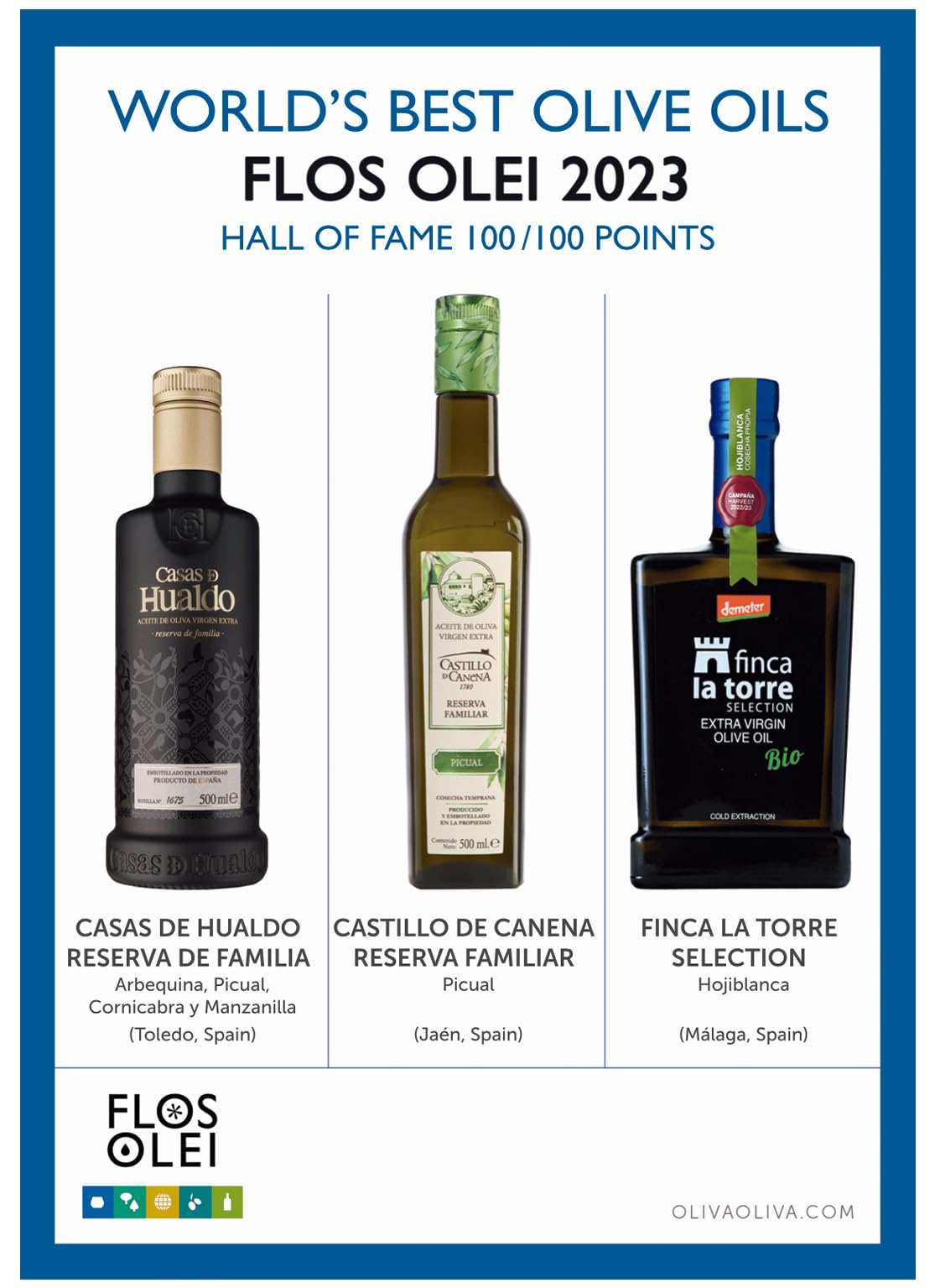 Mejores Aceites del Mundo Flos Olei 2023 - Caja regalo 3x500 ml