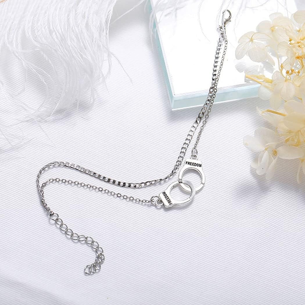 Boho Handcuffs Ankle Bracelet Silver Layered Anklet Chain Fashion Foot Jewelry Summer Beach for Women - Image 5