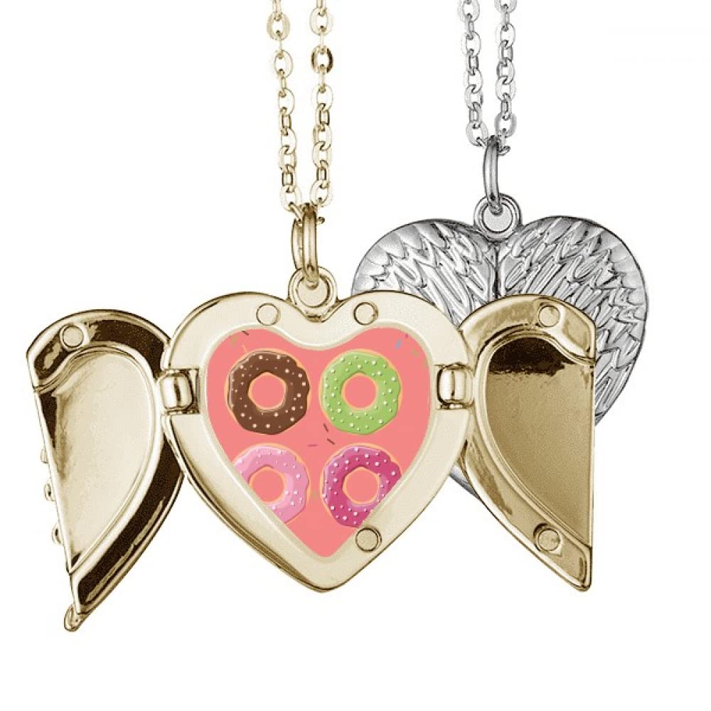Four Group Dessert Pattern Angel Wing Necklace Pendant Couple