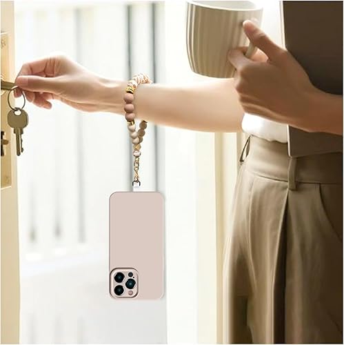 Miniatura 10 de Correa de muñeca de teléfono con cuentas de silicona de mármol, cordón para teléfono celular con pestaña de sujeción, pulsera elástica manos libres