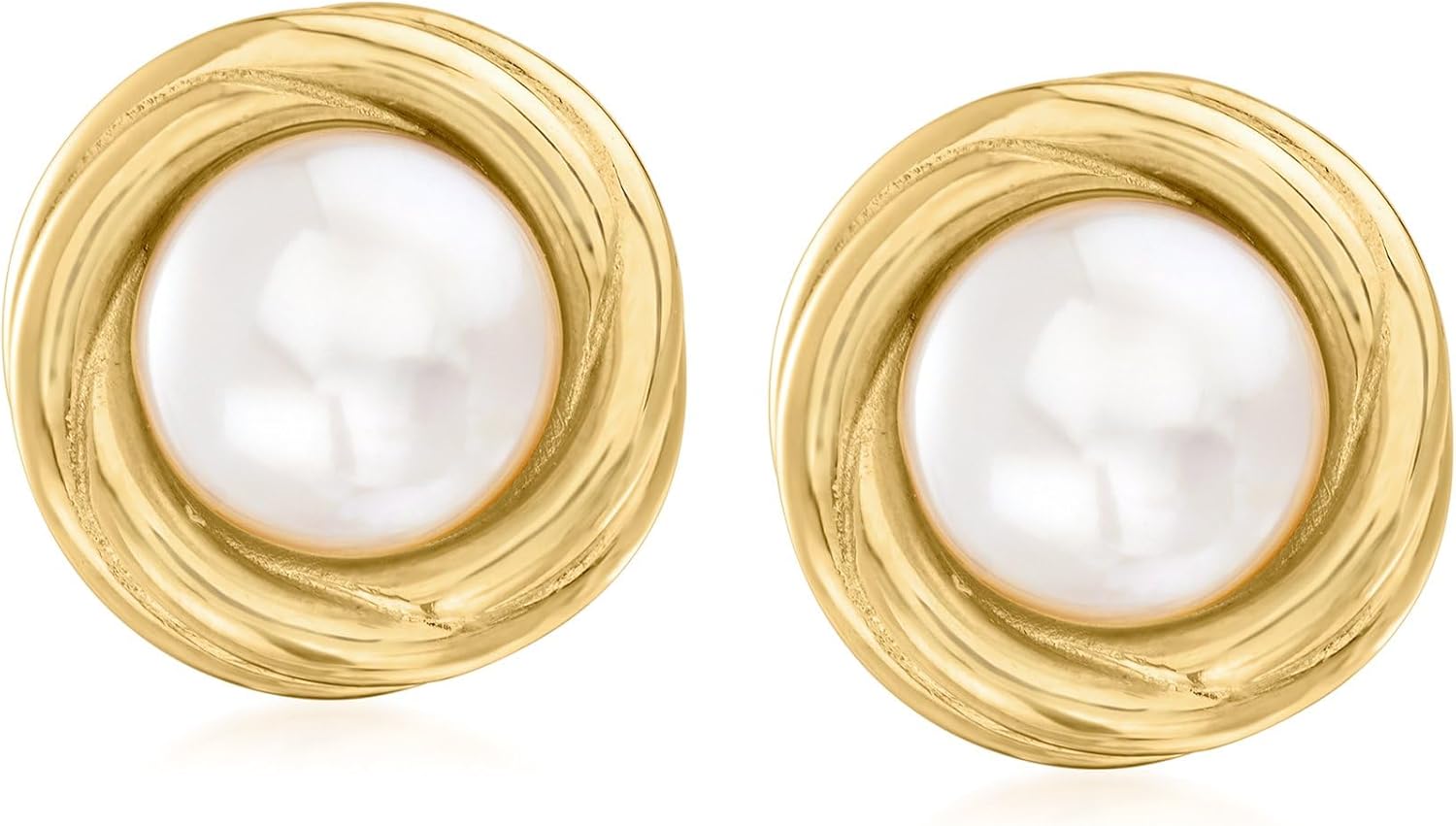 Ross-Simons 8-8.5mm Cultured Pearl Love Knot Clip-On Earrings in 18kt Gold Over Sterling