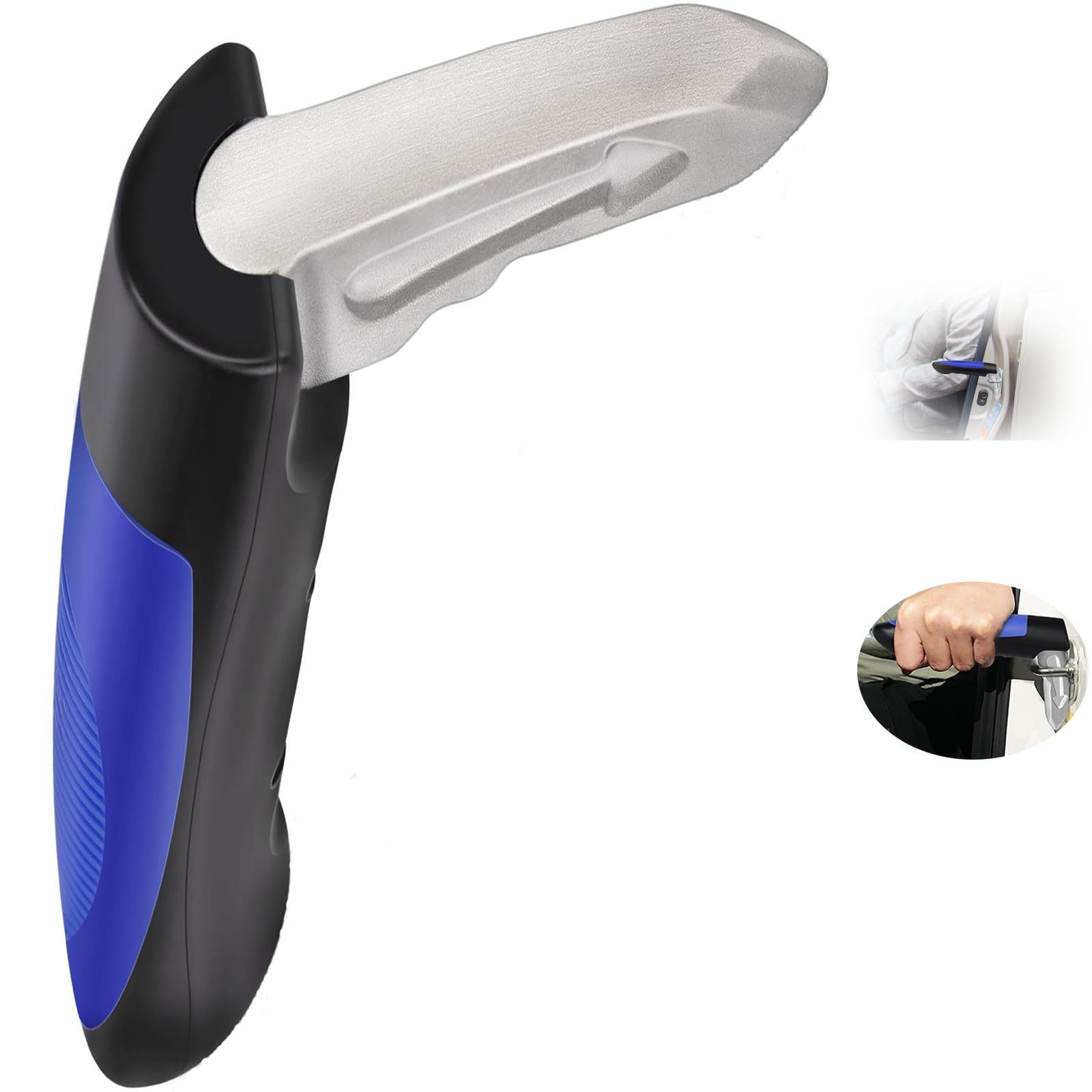 Generic Car Door Handle Assist for Elderly, Pregnant Women & Injured People, Blue, Steel, Nylon, Rubber, Small, T-Shaped, Pull Handle, No Lock, Brushed Finish