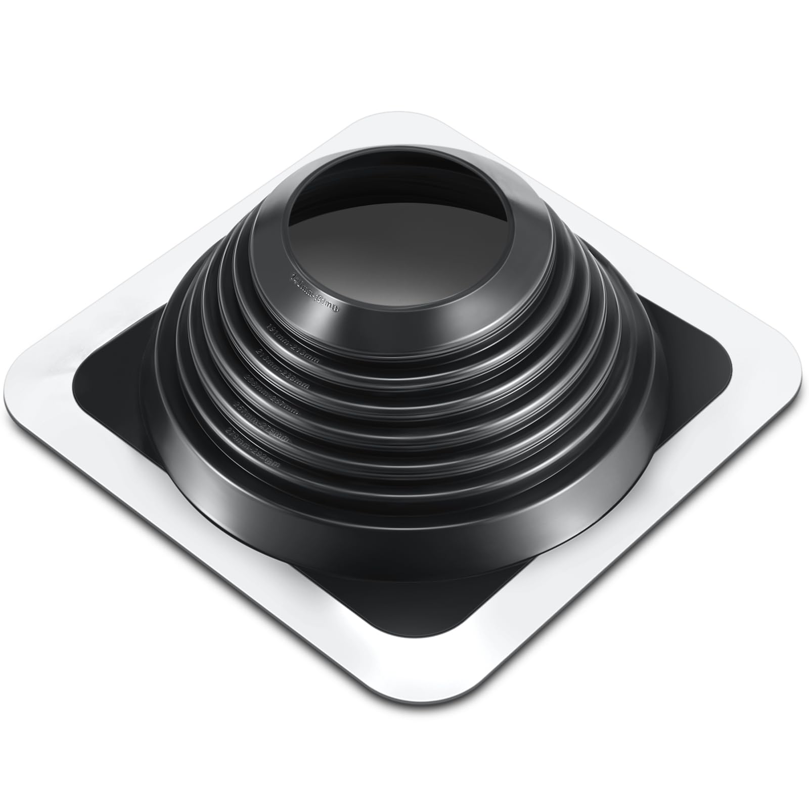 Yaocom Bota de ventilación de techo de metal #7 intermitente para tubería OD de 6 a 11 pulgadas, base cuadrada Epdm, kit de ventilación de techo (1 unidad, 14.8 pulgadas)