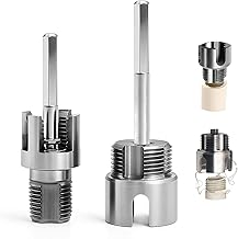 2pcs Pipe Threading Tool with Extension, Integrated Internal & External Pipe Thread Cutting Tool PVC/PPR Water Pipe Threader Kit 1/2" and 3/4" (DN15/DN20) Tapping Tool Thread Drill Bit