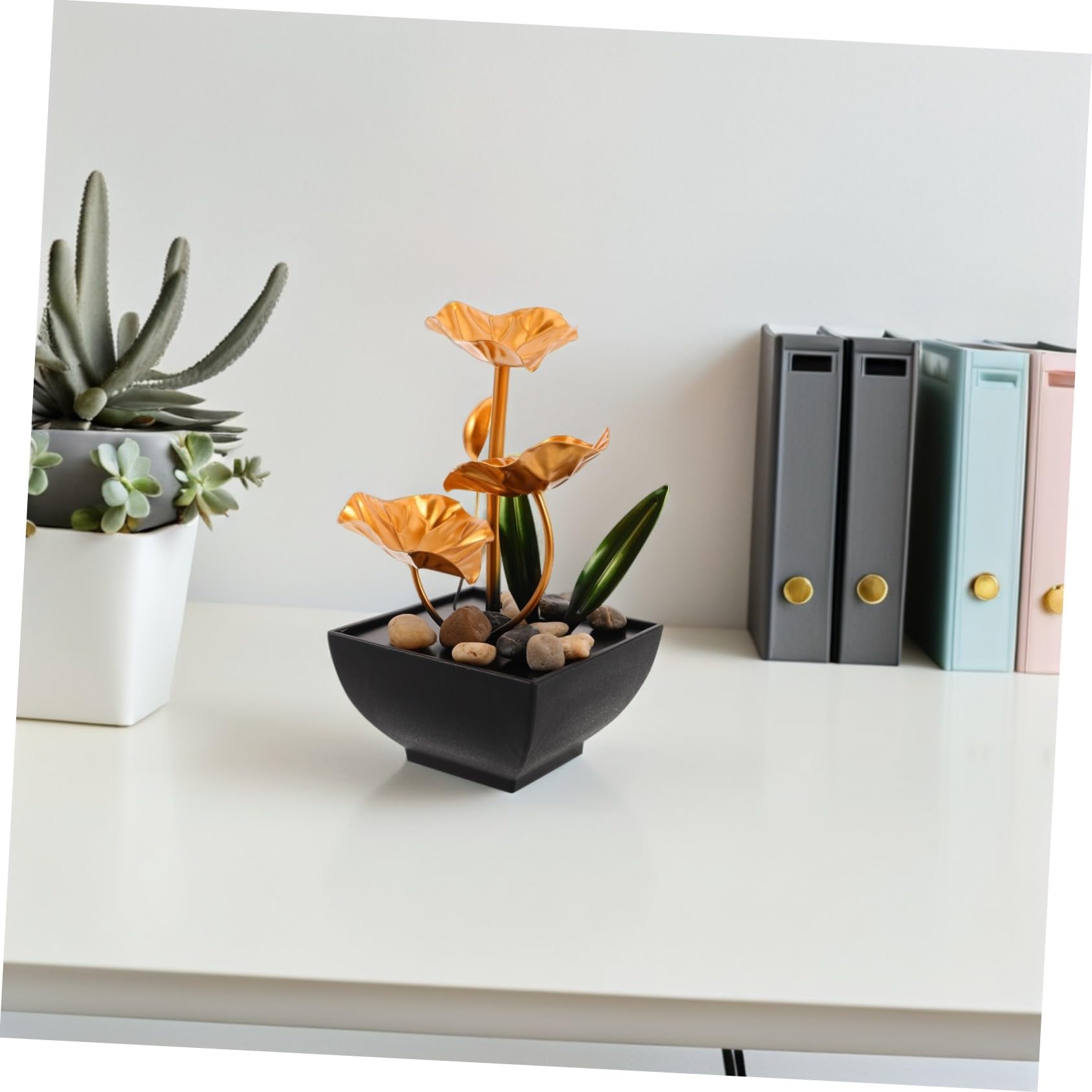 Fuente de Agua de Mesa Zen con Sonido Relajante Pequeña Fuente de Cascada de para Decoración Interior para Escritorio Hogar Oficina y Dormitorio