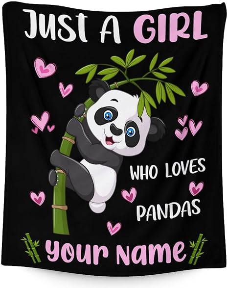 Mercuryelf Custom Panda Throw Blanket - Soft, Fuzzy & Warm - 50x60 Inches Flannel Blankets for Living Room, Sofa - Black Cute Throws Gift for Teens