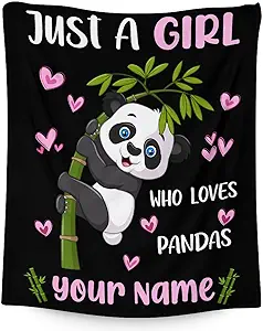Mercuryelf Custom Panda Throw Blanket - Soft, Fuzzy & Warm - 50x60 Inches Flannel Blankets for Living Room, Sofa - Black Cute Throws Gift for Teens