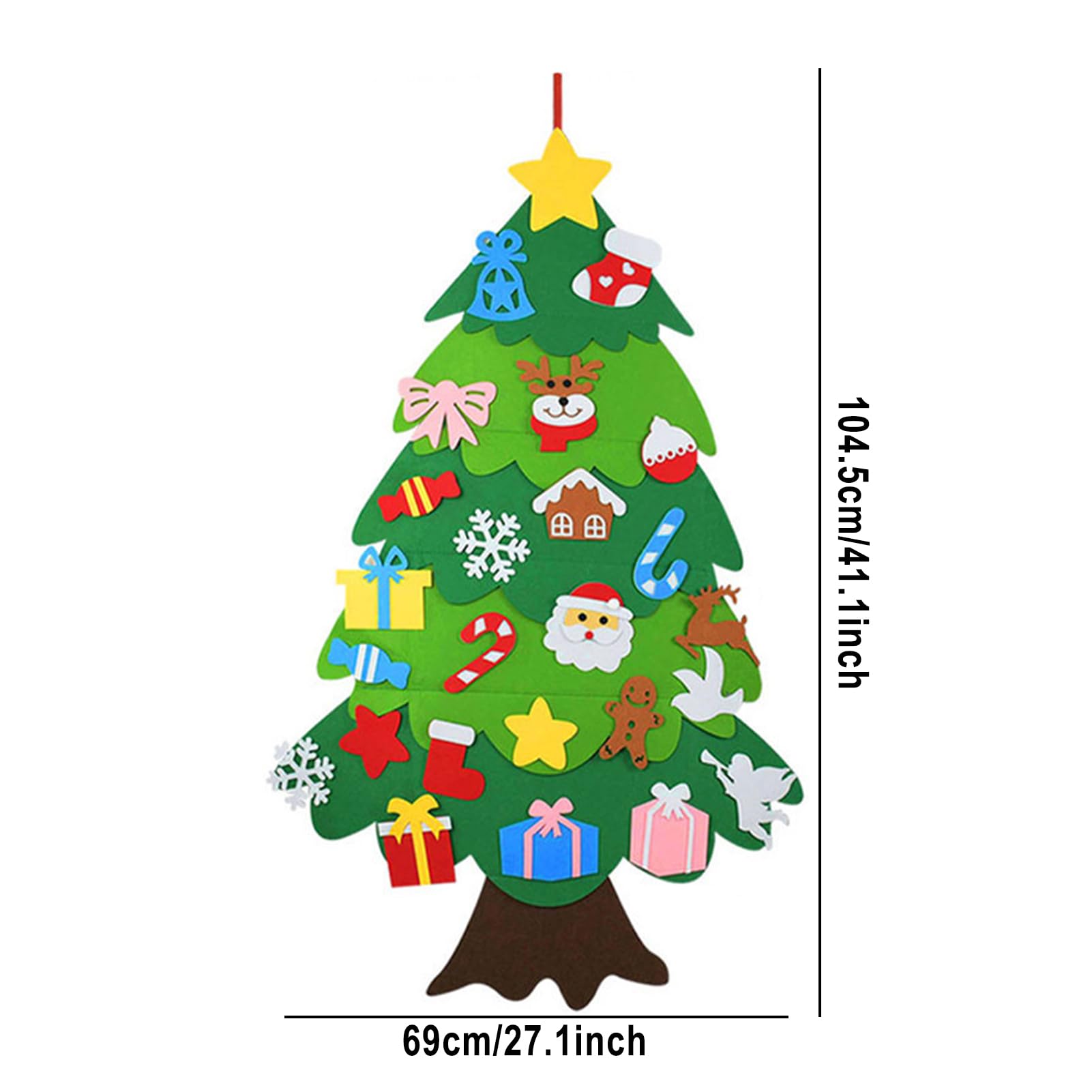 フェルトオーナメント付きクリスマスツリー クリスマスツリー フェルト 壁掛け 吊り紐付き オーナメント