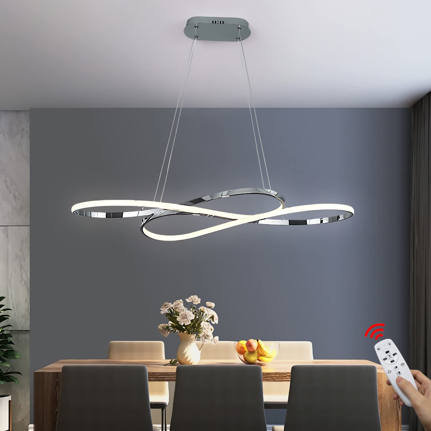 Lámpara Colgante LED Mesa de Comedor Lámpara Colgante Dorada/Negra Sala de Estar Regulable con Control Remoto Diseño de luz de Restaurante para Comedor Lámpara Colgante Araña Decoración Il