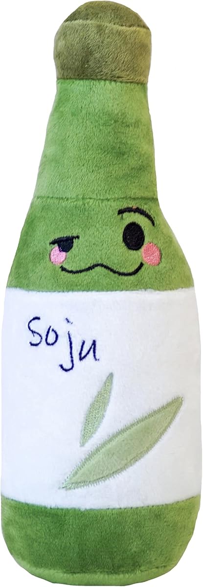 Korean Soju Bottle Plush Toy 10 inches Soft Cute Design for Gift Party Alcohol Beer Wine Lover