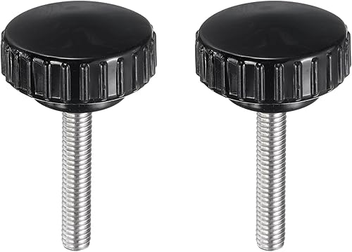 Miniatura 130 de uxcell Perillas de sujeción moleteadas M6 x 1.969 in métricas chapadas en zinc de acero al carbono rosca macho tornillo de pulgar en tipo 0.787 in