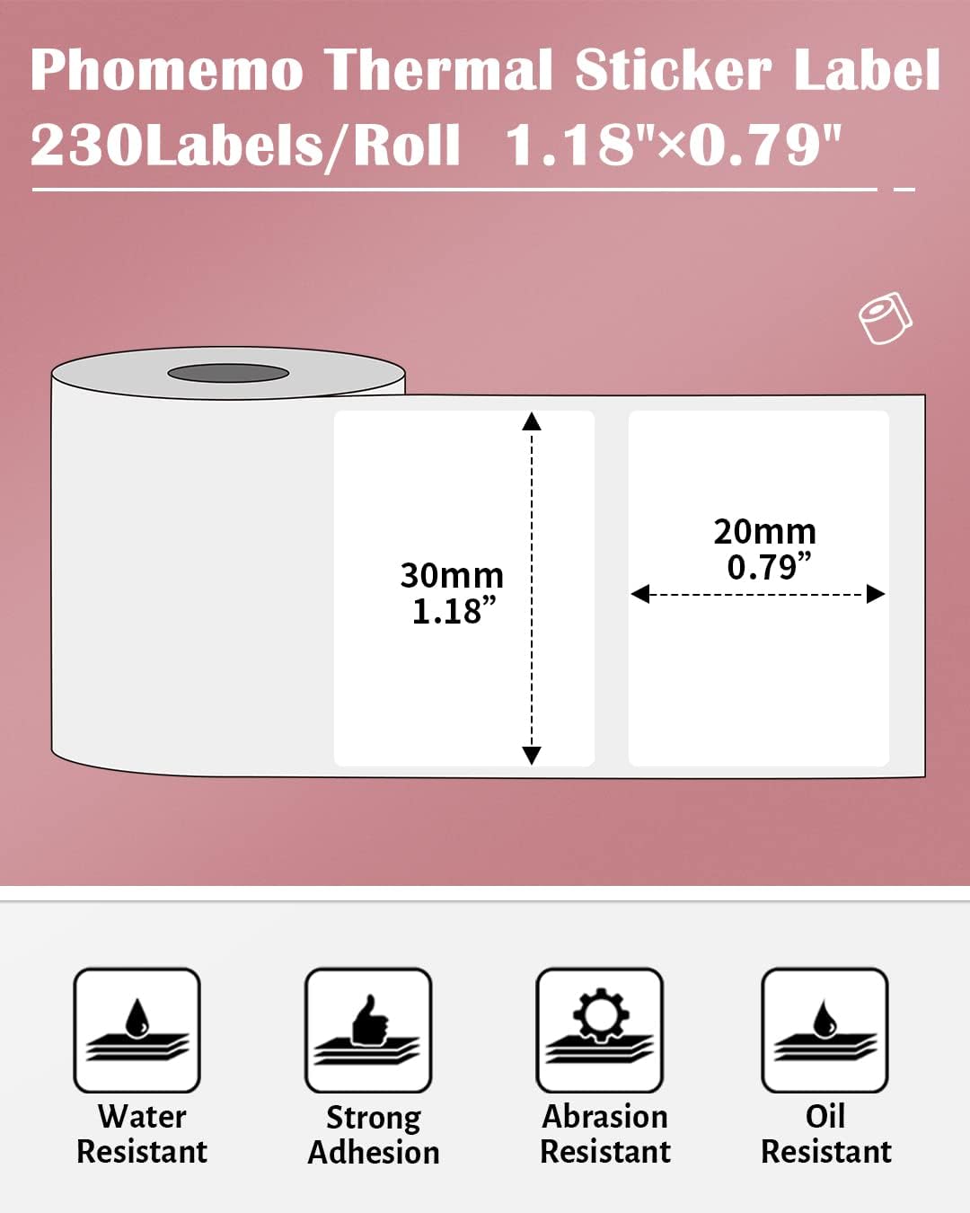 Phomemo Thermal Label Features and Dimensions