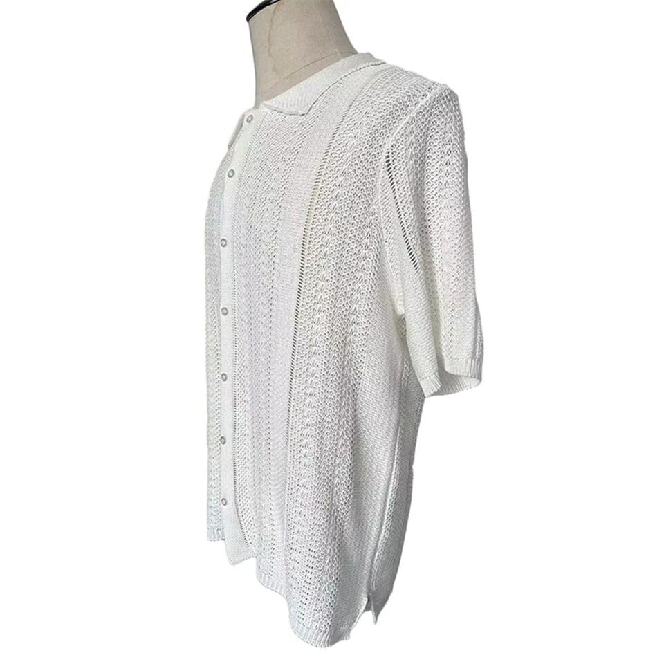New ListingFashionable Beachwear Men's Vintage Knit Tops Turndown Collar Cardigans3