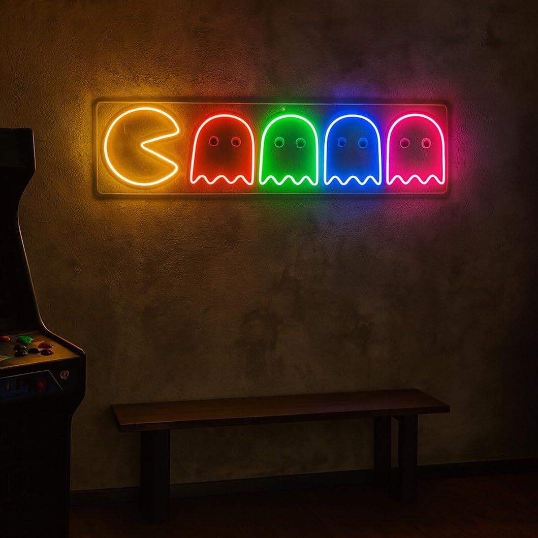 The Seven Colours Pacman Big LED Sign | Pacman Neon Sign | Pac Man