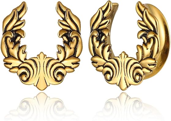 2PCS 8mm-25mm 0G-1" Elf Saddle Plugs Gauges for Stretched Ears, Hypoallergenic 316 Stainless Steel Ear Gauges Tunnels Body Piercing Jewelry for Men Women