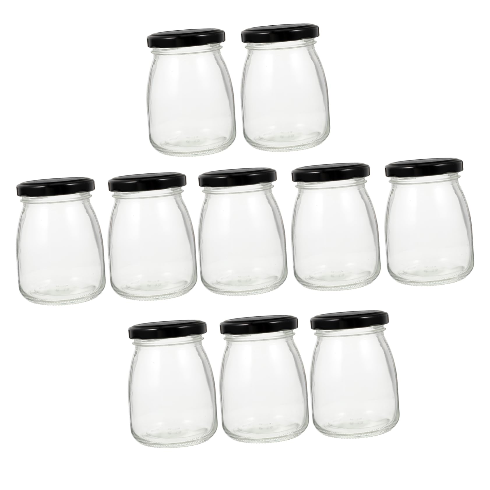 10 Stück Joghurtgläser aus Glas mit Metalldeckel 200ml Flacher Boden Frischhaltend für Milch und Joghurt für Tisch und Party