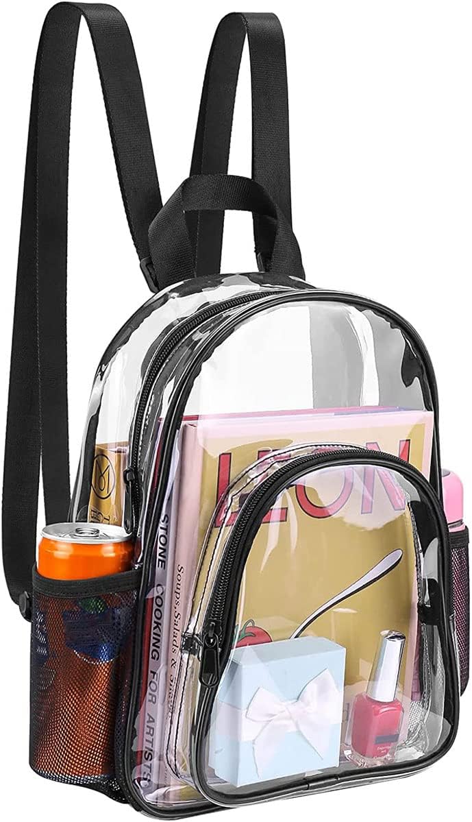 3Pcs Clear Backpack for Stadium Events,10x12x4 Inches Small Clear Backpack for Concert,Transparent Bag for Soccer Match Tennis Match,Festival Sports Outdoor Festival Essentials-Black
