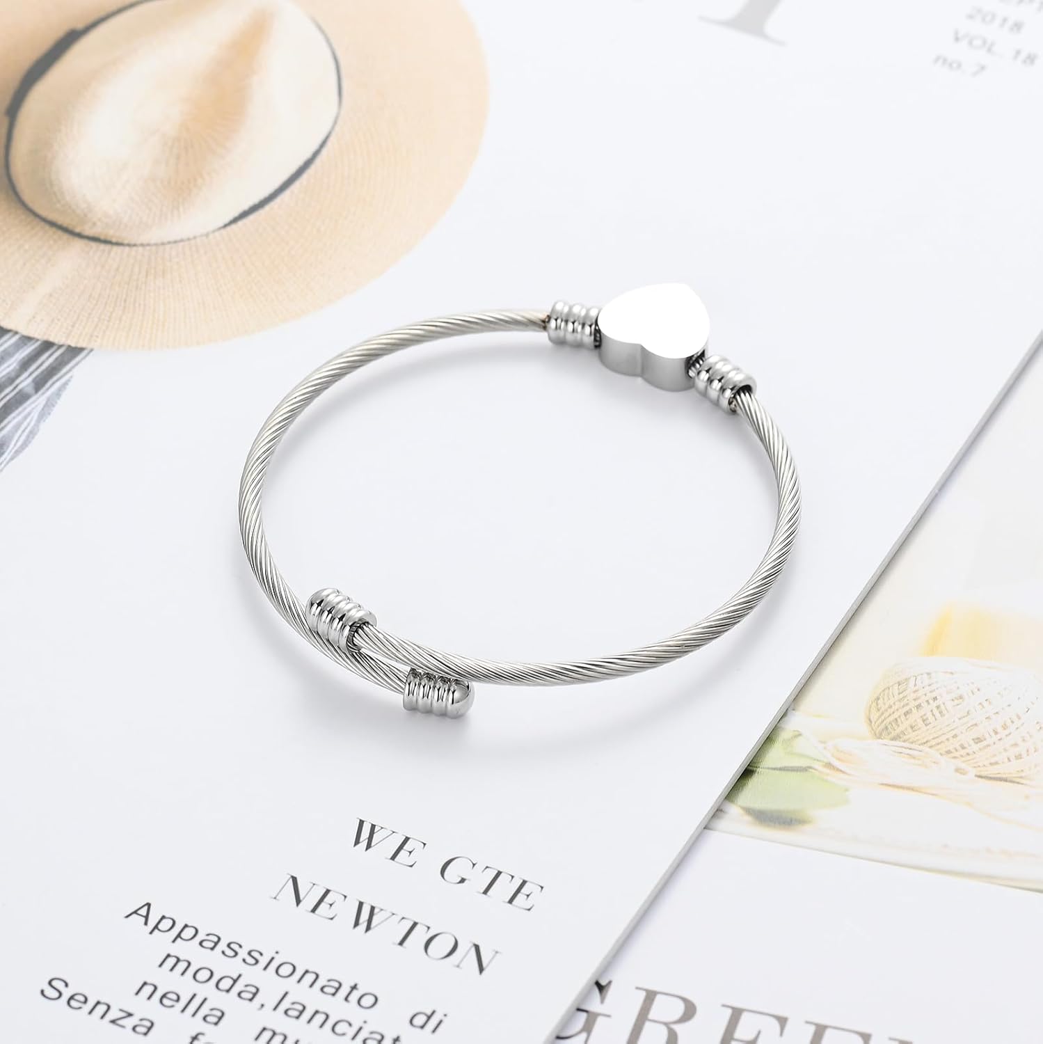 zeqingjw Heart Urn Bracelet for Ashes for Women Stainless Steel Loved Ones Cremation Jewelry Human Pet Ashes Holder Keepsake Memorial Bangle - Image 6