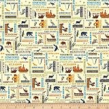 Riley Blake National Parks Word, Text and Icon Print Cream, Quilting, Apparel and Home Decor Fabric (2 Yards) 72' x 43'