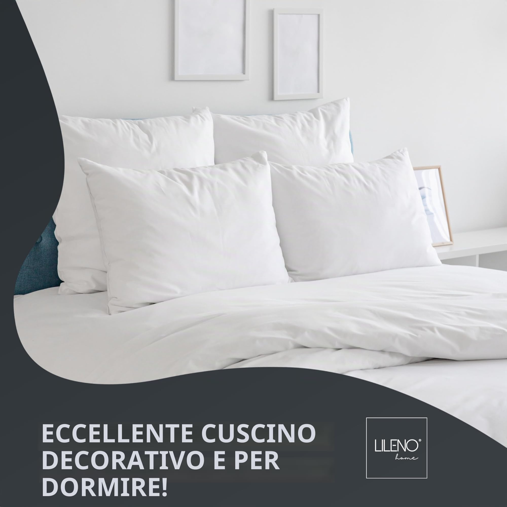 LILENO HOME Set di 6 riempimento cuscino 50x50 cm - Cuscino interno lavabile a 40°C adatto per allergici - Cuscino in poliestere come cuscino per divano, cuscino per la testa