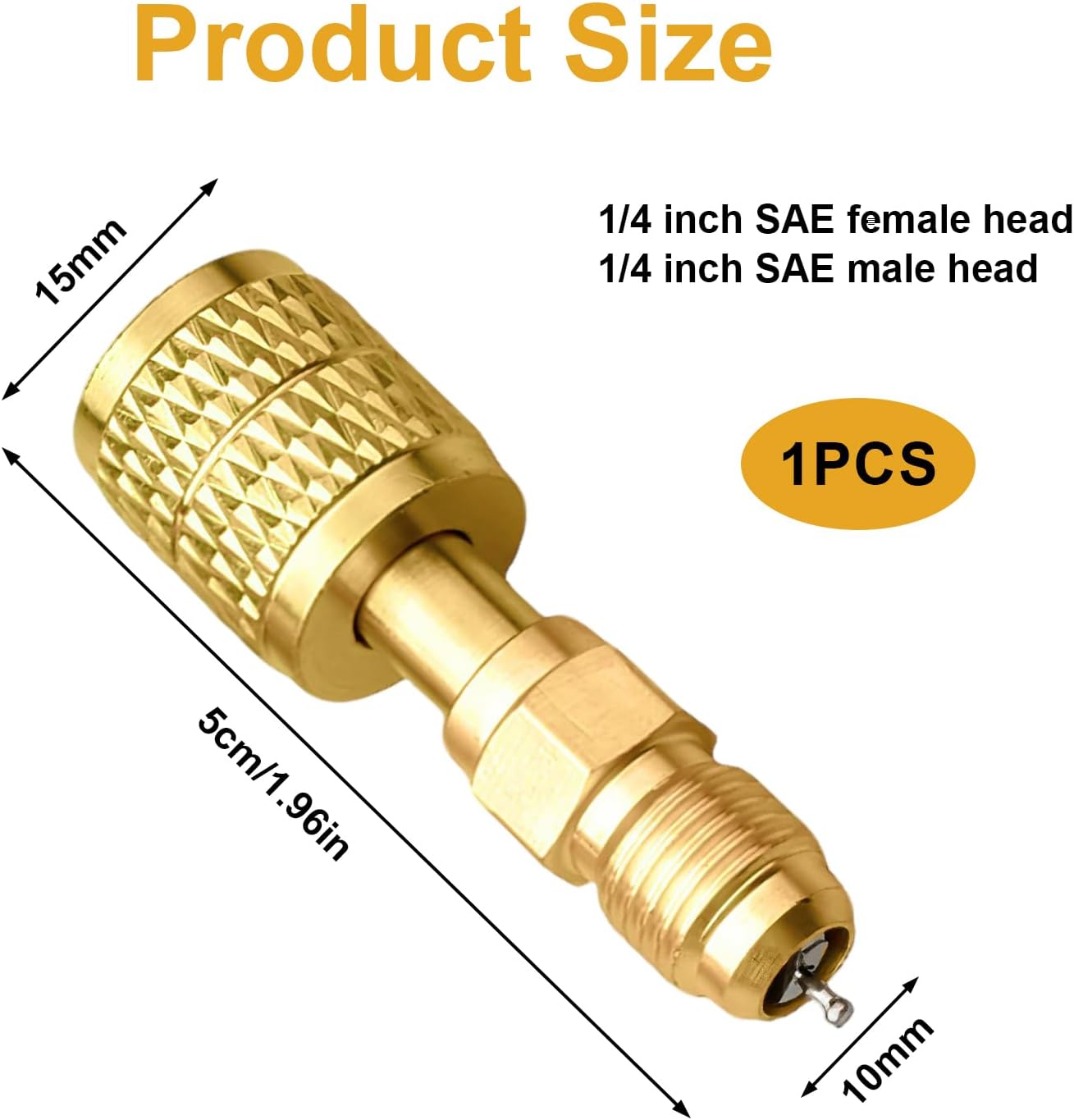 R32 R454B Refrigerant Adapter, 1/4" Female SAE Left Hand Thread to 1/4" Male Flare Brass Fitting, A2L Refrigerant Tank Adapter Coupler for Mini Split HVAC Charging Vacuum Port, 1Pc