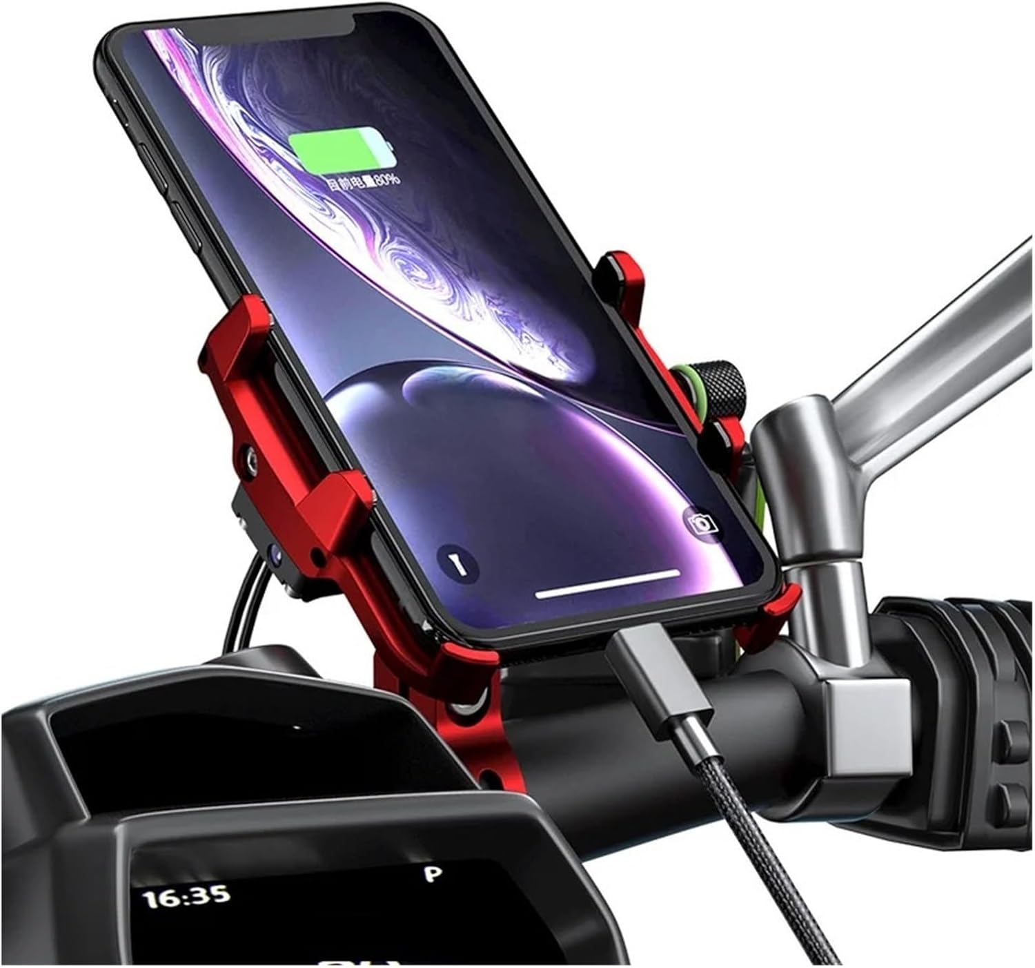 Whole Aluminium 12-24V Motorcycle Phone Holder USB Charger QC3.0 Fast Charging Mount Bicycle Handlebar Bracket Compatible with iPhone Huawei(QC3.0 Charger Blue)