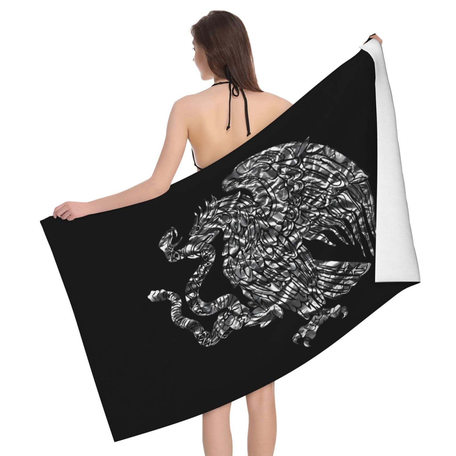 HLBSDM Microfiber Mexican Eagle Beach Towel Quick Dry Soft Sand Free Beach Towels for Pool Swim Beach Lightweight Thin Towels