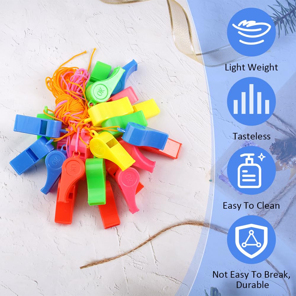 Abeillo 24 Fischietti Sportivi In Plastica Con Cordino, Colori Assortiti Casuali, 120 DB, Per Arbitri, Allenatori, Emergenze E Animali Domestici - 3