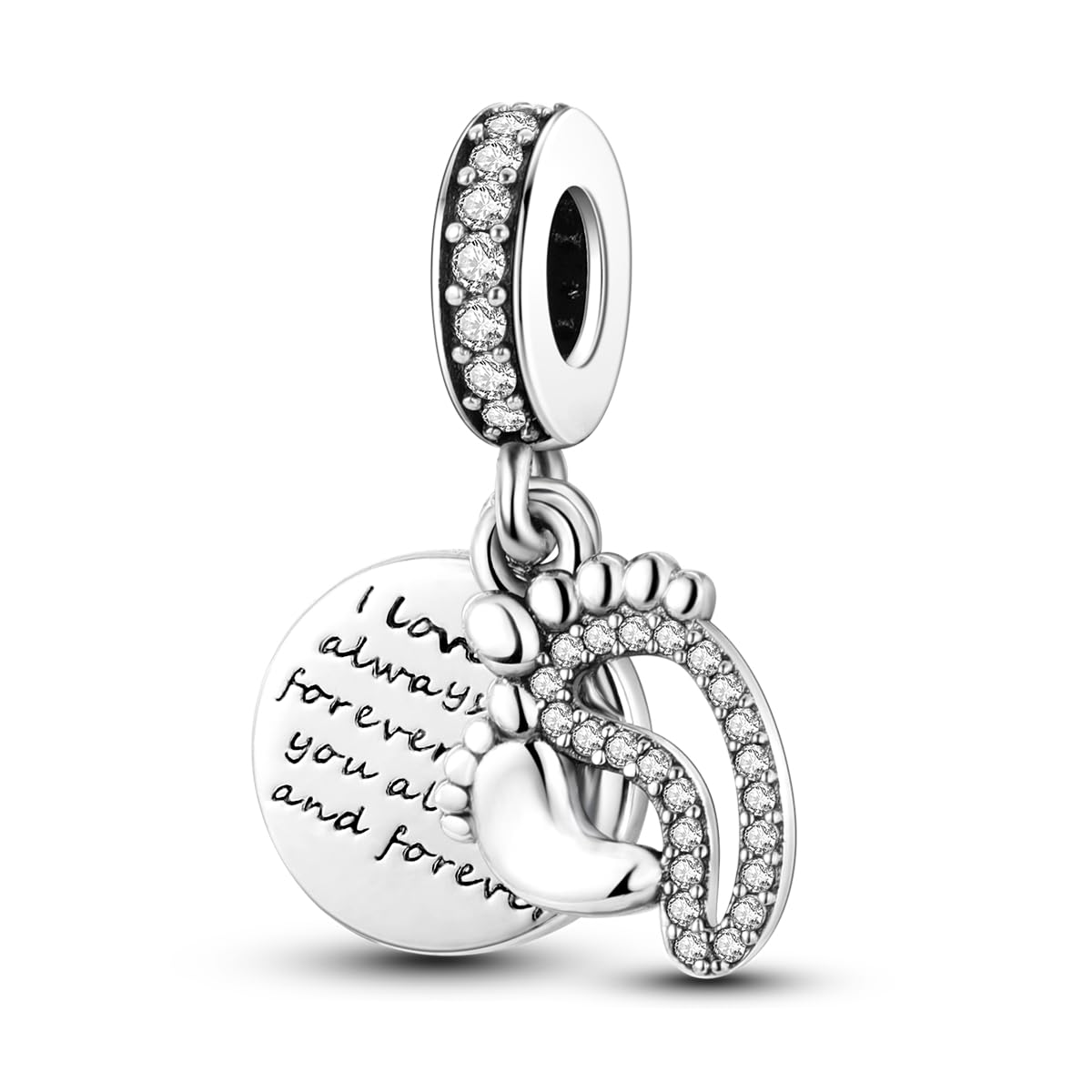 MULA 925 Sterling Silver Charms for Bracelets and Necklaces Lucky Home Happy Family Forever Love Mom Beads Dangle Pendants Jewelry for Women