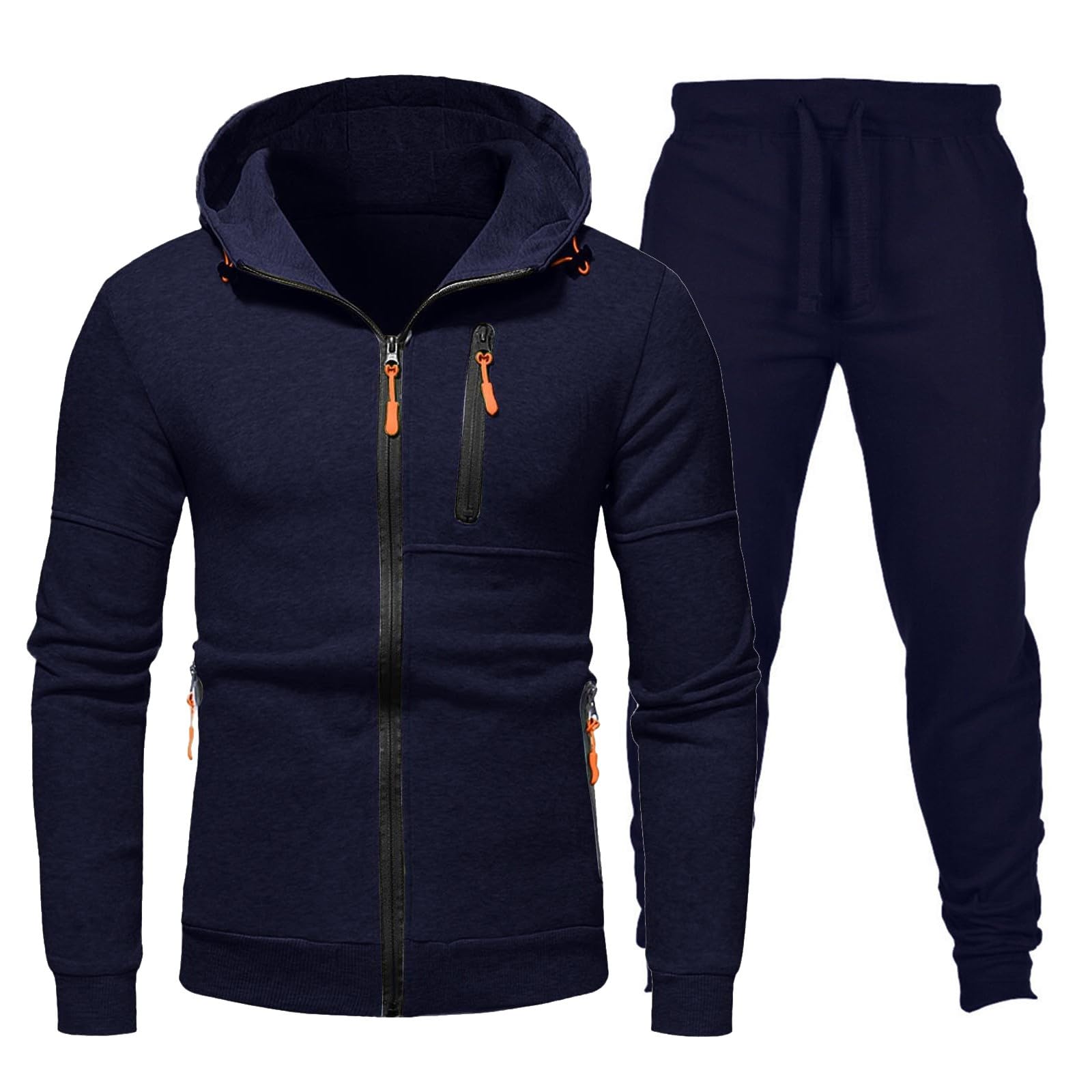 Tuta da jogging da uomo, set di tuta sportiva minimalista, con cappuccio, per il tempo libero, a maniche lunghe, da uomo, per palestra, fitness, traspirante, felpa da jogging, casual, per la