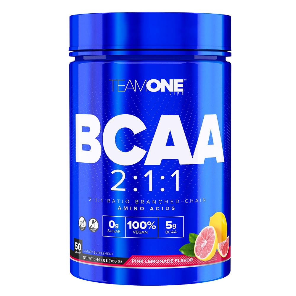 Team OneLife BCAA 2:1:1: Optimal BCAA Ratio for Enhancing Endurance and Designed to Support Muscle Recovery & Helps in Reducing Muscle Soreness (Pink Lemonade, 50 Servings)