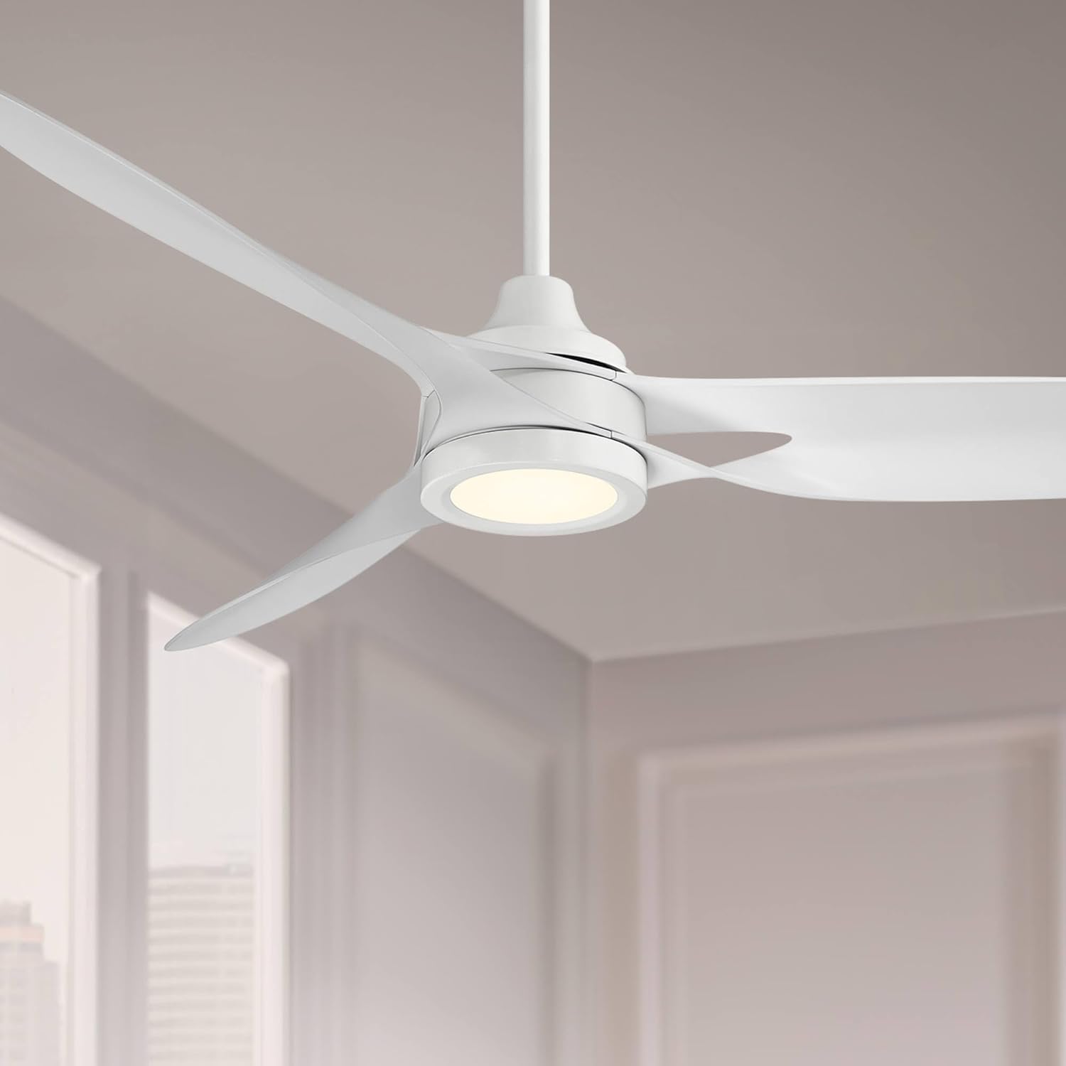 Casa Vieja 54" Mystere Matte White Indoor/Outdoor LED Ceiling Fan
