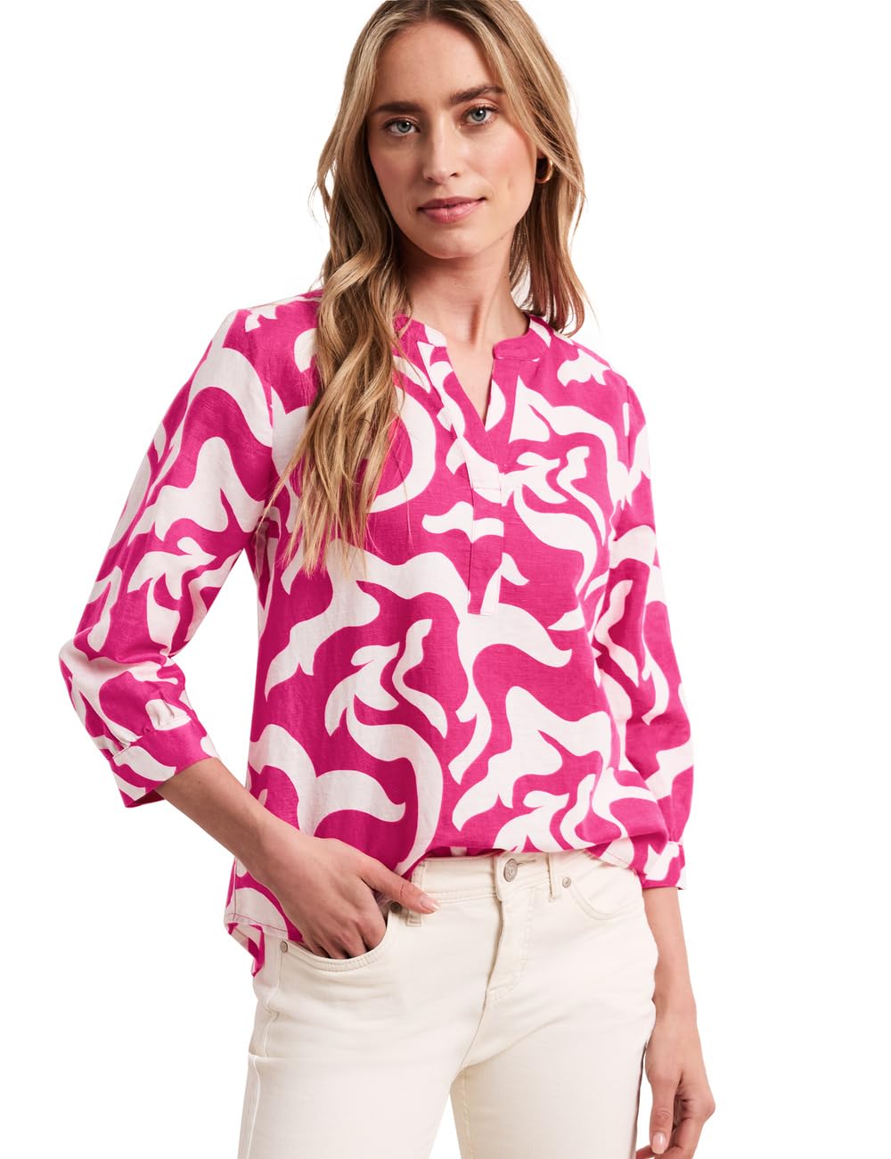 Street One Bluse mit Split Neck aus Leinenmix