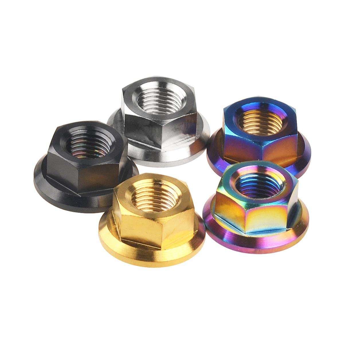 4PCS Titanio M5 M6 M8 M10 M12 M14 M16 Flangia standard per dadi esagonali in lega metrica per freno bici-M10 1.5mm,Gold