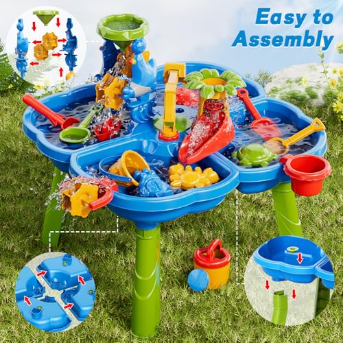 Novaluki Sand and Water Table for Toddlers 3-5, Kids Outdoor Activity Water Tables with Beach Fun Sand Toy, Summer Outside Toys Water Playset for Toddler Boys Girls Ages 2 3 4 5 6 7 8 — view 5