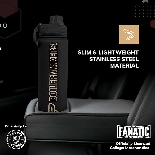 Vista 249 de Campus Colors Botella de agua de acero inoxidable de la NCAA, tapa giratoria, 24 onzas, clip de transporte, mantiene tus bebidas calientes o frías