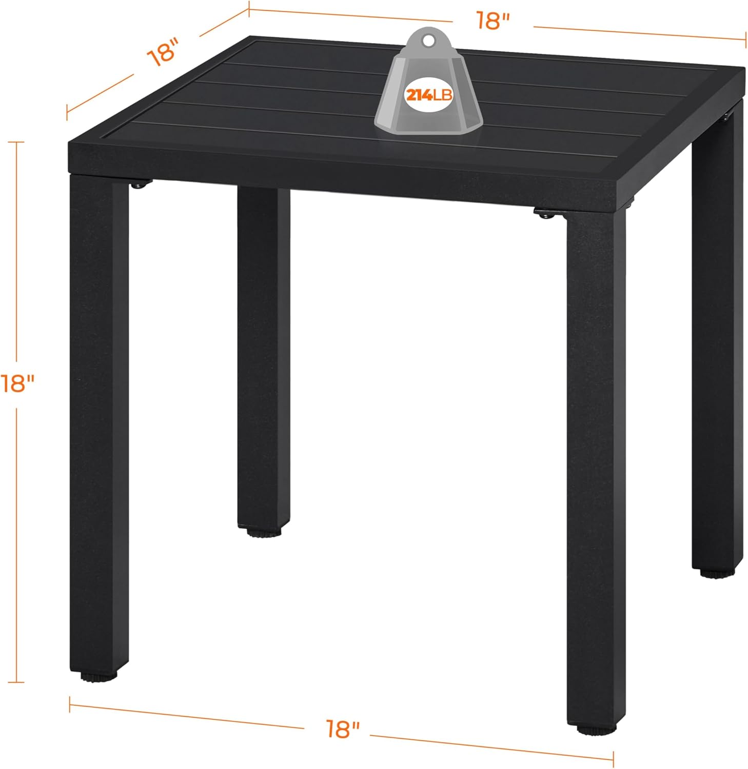 Yaheetech Outdoor Side Table, Small Metal Square Side Table, Easy Maintenance & Weather Resistance, Outside End Table for Patio, Porch, Deck, Pool, Indoor/Outdoor Use, Black