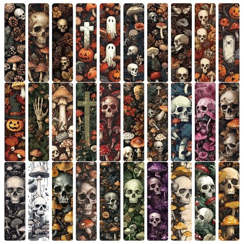 JazSwirl Halloween Paper Bookmarks 30 Pack Paper Halloween Book Marks Halloween Spooky Bookmarks