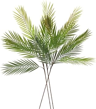 36 Inch Leaf Decor Artificial Green Palm Leaves,Fake Tropical Palm Leaves with Long Stem,Wedding Home Decor, Tabletop, Entryway, and Garden Landscaping 3, Green