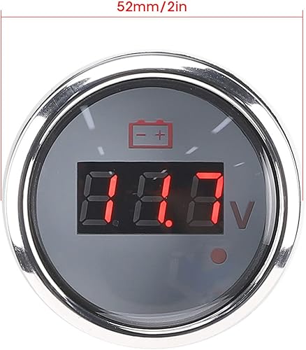 Miniatura 5 de Voltímetro LED marino, medidor de voltaje de batería de acero inoxidable 316 de 2 pulgadas, pantalla digital LED, IP67, impermeable, alarma