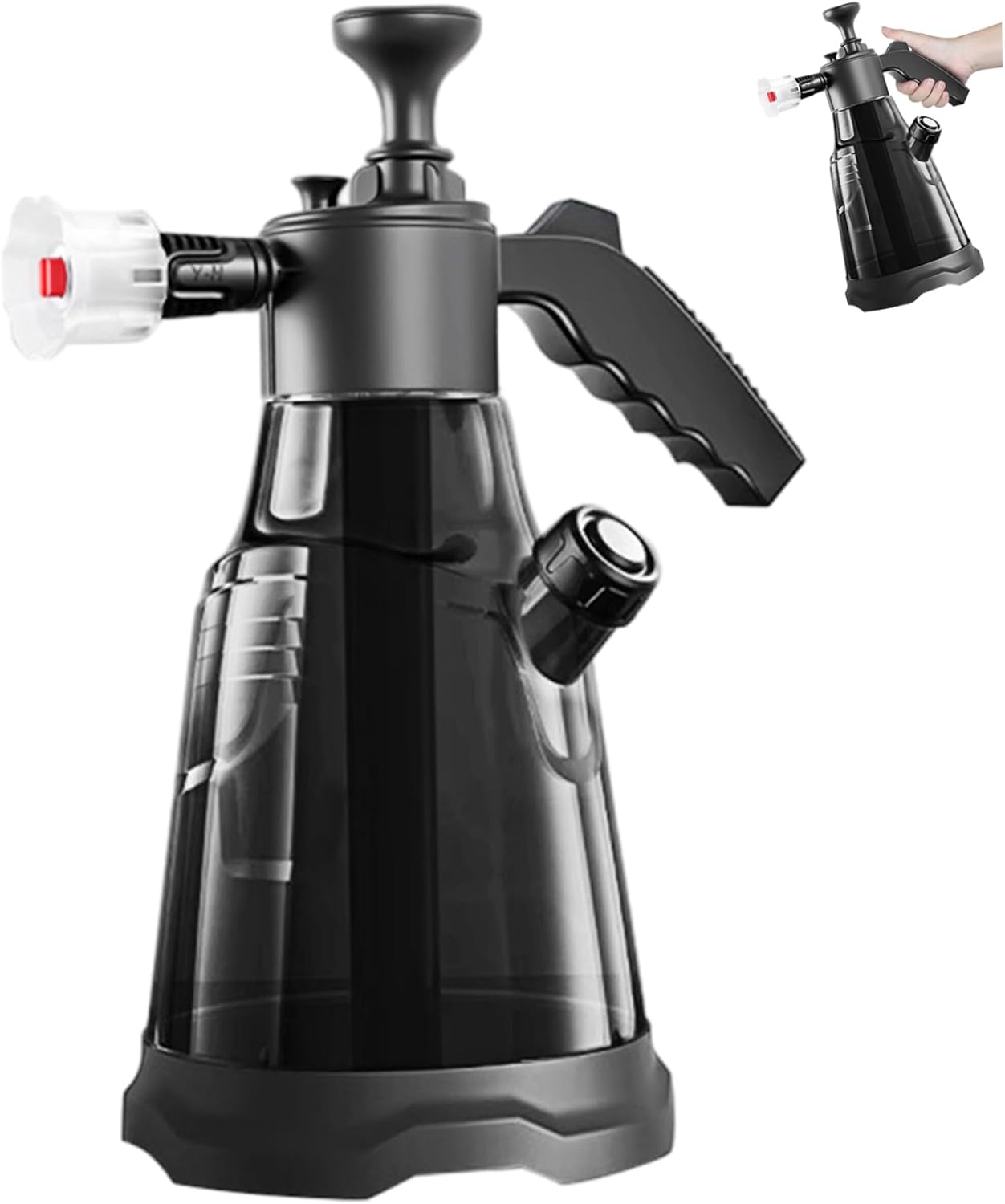 Foam Sprayer, 2.3L Thick Plastic Car Wash Sprayer with 2 Nozzles Foaming Spray Bottle for Car, Garden, Home, Hotel Cleaning, Grey.