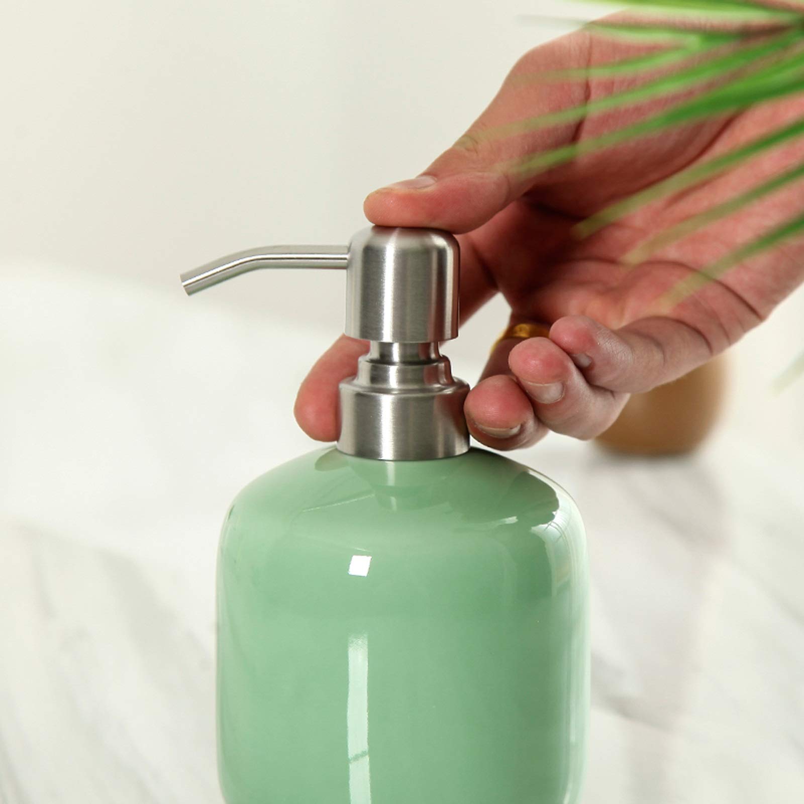 Seifenspender Lotion Flasche Dispensing Hotel Haushaltseifenspender Keramik Presse Shampoo Duschgel leerer Flasche nachfüllbarer Seifendosierer (Color : B)